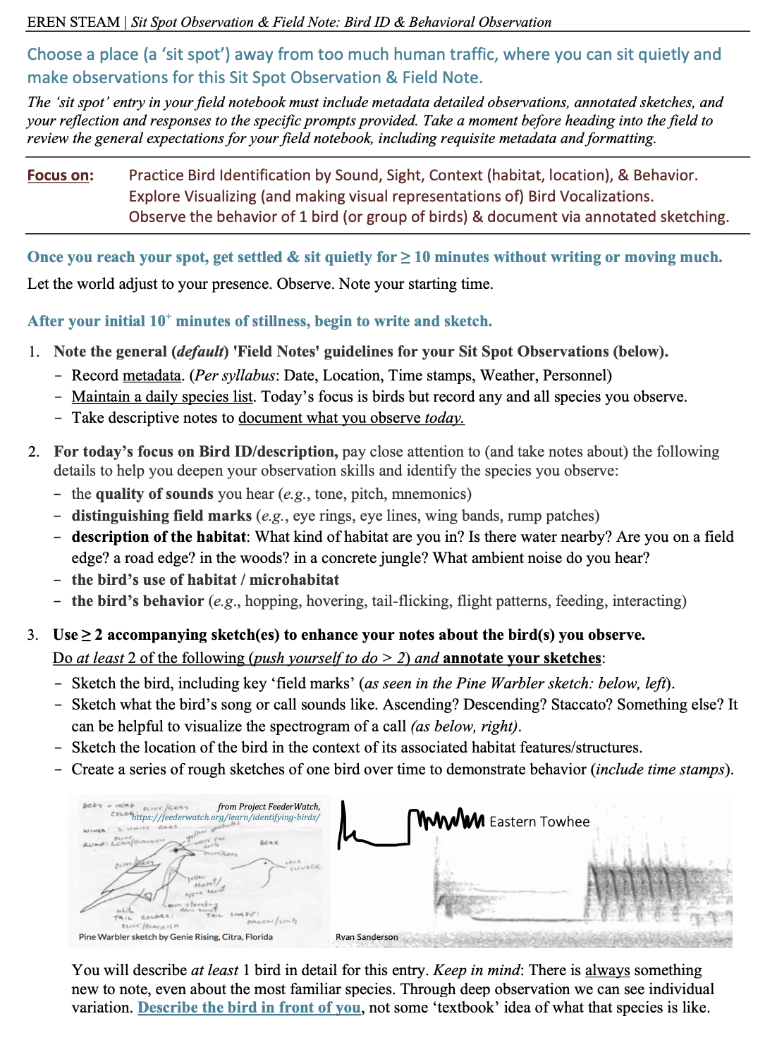 Field Notes - EREN - Ecological Research as Education Network
